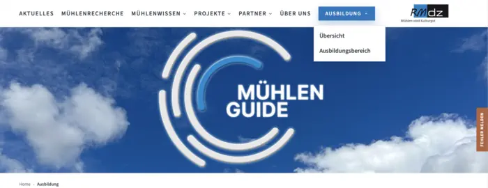 Neue RMDZ Internetseite mit dem Bereich Ausbildung